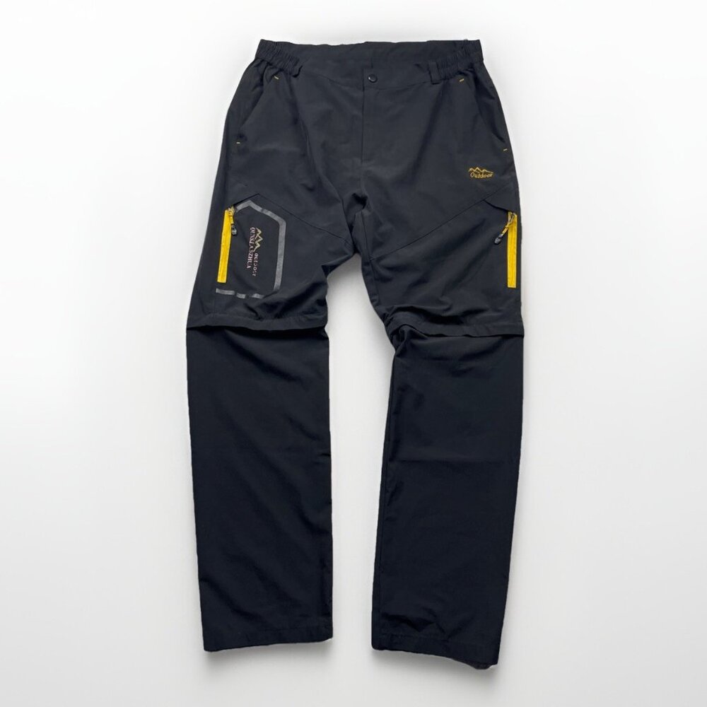 Y2K Zip-Off Baggy Pants Black Tech Outdoor Softshell Hiking Gorpcore Camp Read